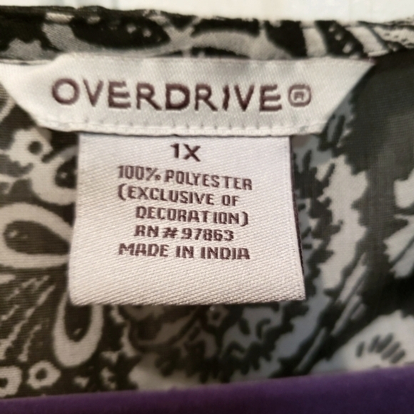 Overdrive Women's Flutter Sleeve, Lace Trimmed Blouse Sz 1x - Picture 4 of 5